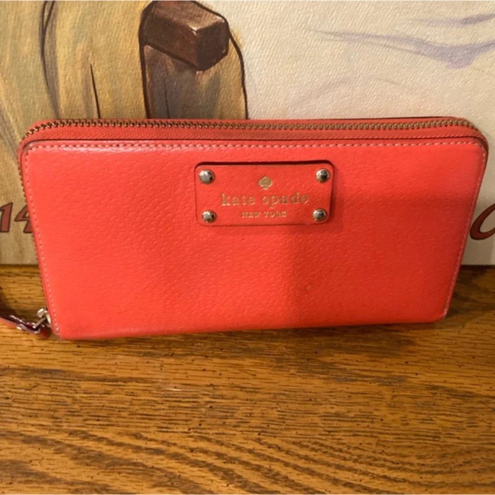 Kate Spade Neda Zip Around Long Leather Wallet Orange